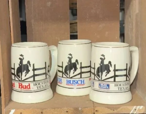 Bud, Bud Light, Busch Rodeo Mugs -  Houston, TX - Set of 3