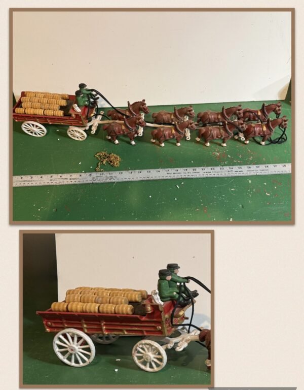 Cast Iron 8 Clydesdale Horse Drawn Wagon