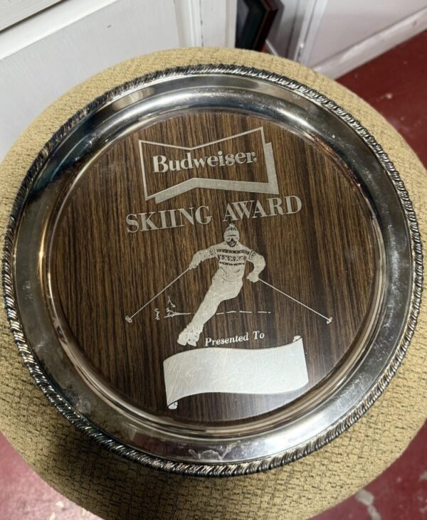 Budweiser Skiing Award Silver 12” Tray