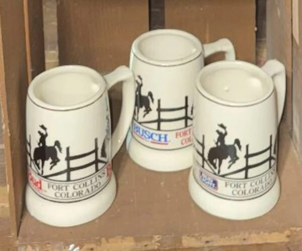 Bud, Bud Light, Busch Mugs - Set of 3 Steins - Fort Collins Rodeo
