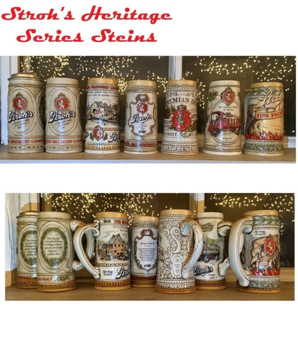 1980's Stroh's Heritage Series Stein Collection - 7 Steins